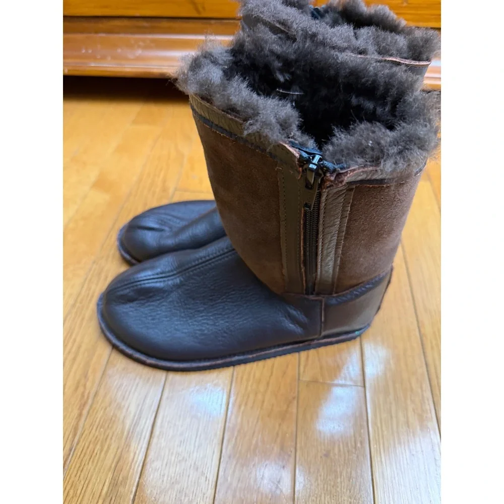 Softstar Phoenix Boots Womens 7 Brown Leather Sheepskin Barefoot Minimalist USA